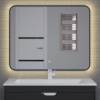 Зеркало Uperwood Modul 3049345677 с подсветкой, сенсорная кнопка, антизапотевание, теплая подсветка, черное, 100x80 см