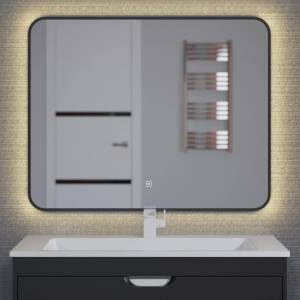 Зеркало Uperwood Modul 3049345677 с подсветкой, сенсорная кнопка, антизапотевание, теплая подсветка, черное, 100x80 см