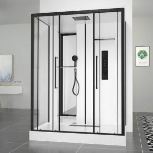 Душевая кабина Black&White G8030 профиль черный, стекло прозрачное, 160x85x215