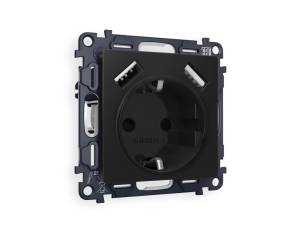 Комплект механизма электрической розетки 2USB A+A 18W (быстрая зарядка) с заземлением Ambrella Volt Alfa MA809010