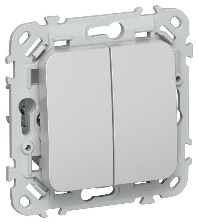 Выключатель 2-клавишный проходной IEK Flite FI-V22-0-10-1-K47 алюминий