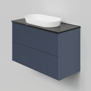 Тумба с раковиной La Fenice Terra Twin Blu Grigio NFNC-01-TER-BG-100-2-3-M-GB синяя матовая, 100 см