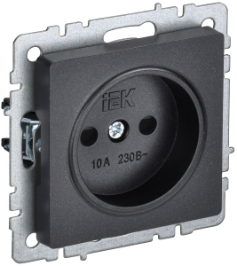 Розетка 1-местная с защитными шторками IEK Brite BR-R13-10-K02 черный