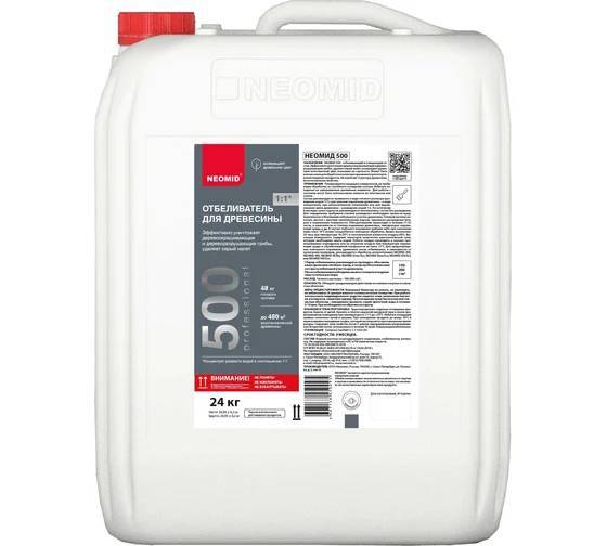 NEOMID 500 ОТБЕЛИВАТЕЛЬ для древесины, отбеливающий и очищающий, концентрат 1:1 (24кг)