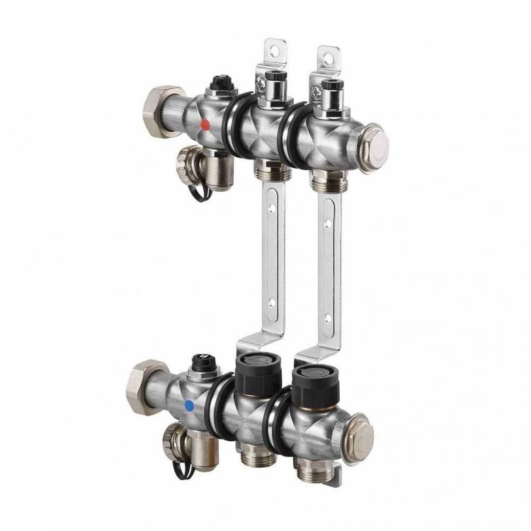 Коллектор Oventrop Multidis SF 6, нержавеющая сталь, 1 x 3/4 дюйма, с регулирующими вставками на подаче