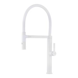 Смеситель для кухни Paulmark Leader Le214101-WH с гибким изливом, белый матовый