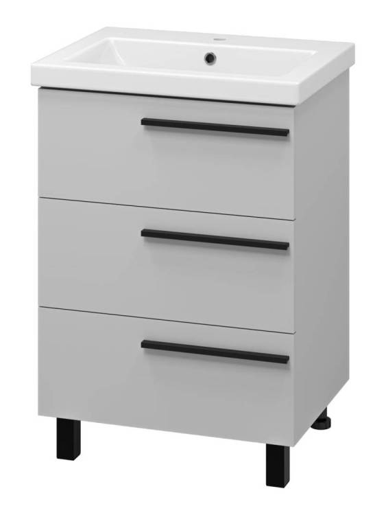 Тумба с раковиной Misty Ненси - 60 Серый матовый 72x57x45