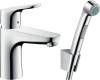 Смеситель для раковины Hansgrohe Focus 31927000 с гигиеническим душем, с донным клапаном Push-Open