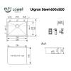 Кухонная мойка Ulgran Steel 600х500 брашированная сталь фото 6