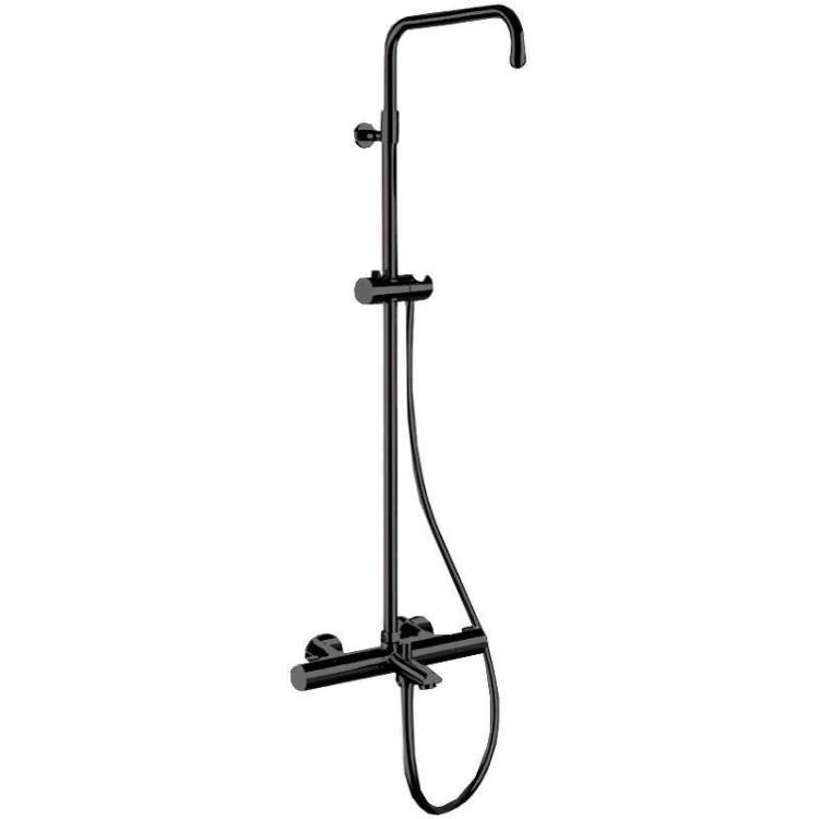 Душевая система Remer Elegance EQ34ASSDNO черный матовый, с изливом, с термостатом