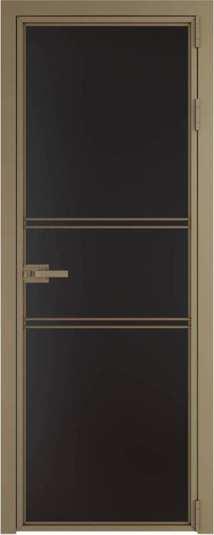 Межкомнатная дверь Profil Doors 2 AX цвет профиля Шампань, стекло безопасное 6 мм монохром черный 800x2000