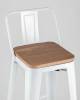 Набор из 6 барных стульев Stool Group Tolix YD-H765E-W LG-02 X6 белый глянцевый, светлое дерево, со спинкой фото 8