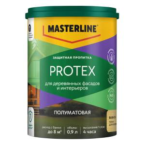 Пропитка защитная для деревянных фасадов и интерьеров Masterline Protex база CLR 0.9 л