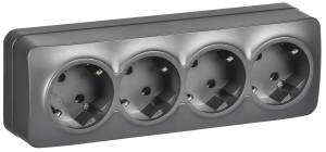 Розетка 4-местная с заземлением IEK Glory ERH41-K46M-16 сталь матовый