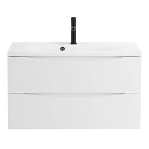 Тумба с раковиной Belbagno Marino MARINO-1100-2C-SO-BO-P 110x45x50 Bianco Opaco подвесная с двумя выкатными ящиками