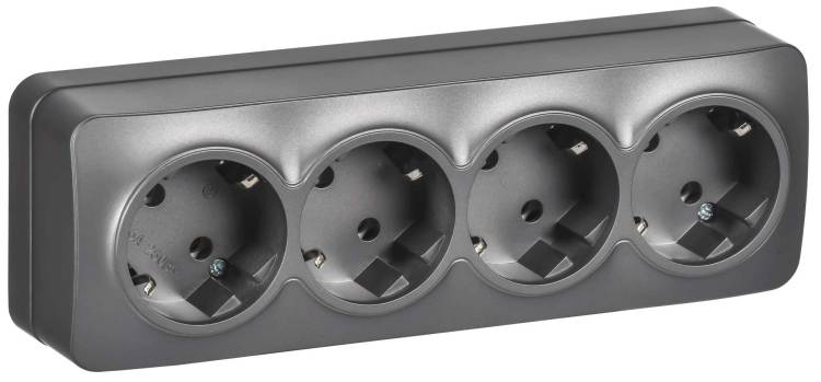 Розетка 4-местная с заземлением IEK Glory ERH41-K46M-16 сталь матовый