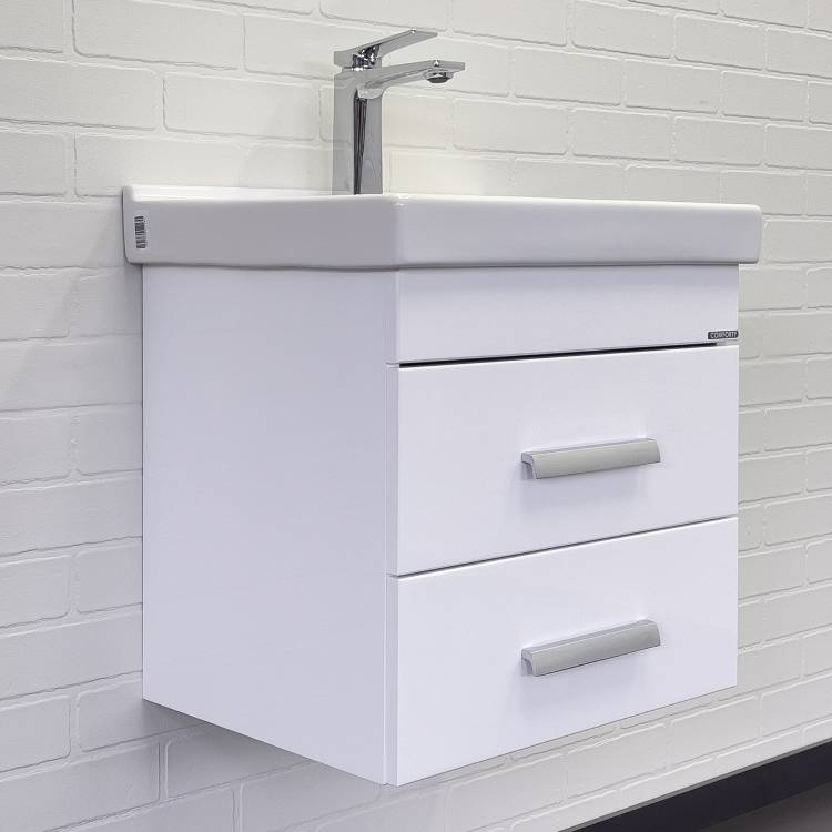 Тумба с раковиной Comforty Никосия-50П 00-00018022 белый глянец