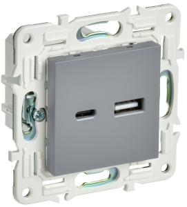 Розетка USB type A+C IEK Skandy SK-U22-D31-K03 серый