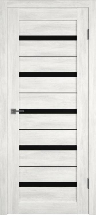 Межкомнатная дверь Владимирская Фабрика Дверей Atum Al 7 Nord Vellum стекло Black Gloss BM 600x2000