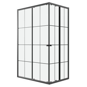 Душевой уголок Niagara Eco NG-1018-14QKL профиль черный матовый, стекло с узором, 100x80x190