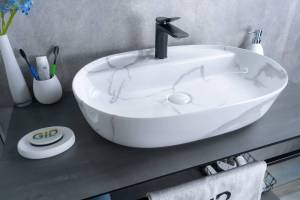 Раковина Gid Lago Mnc346C 54470 глянцевая, под камень, 61x41x14
