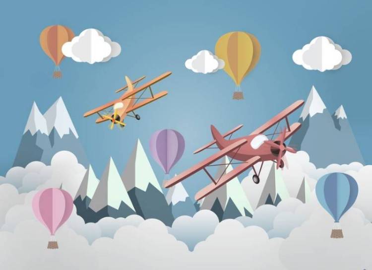 3D Фотообои Artegrafico «Воздушное оригами» KID-057 акварель