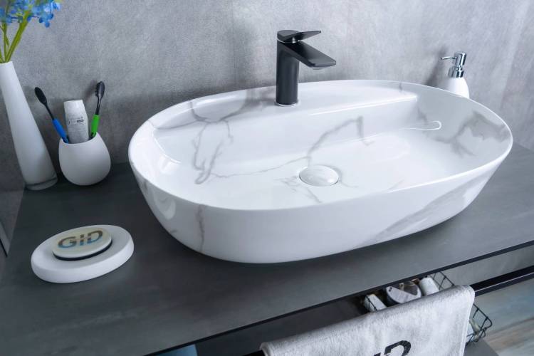 Раковина Gid Lago Mnc346C 54470 глянцевая, под камень, 61x41x14