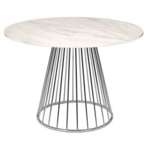 Стол Bradex Home Liverpool FR 0948 керамогранит белый мрамор с хромированными ножками 100x100x75