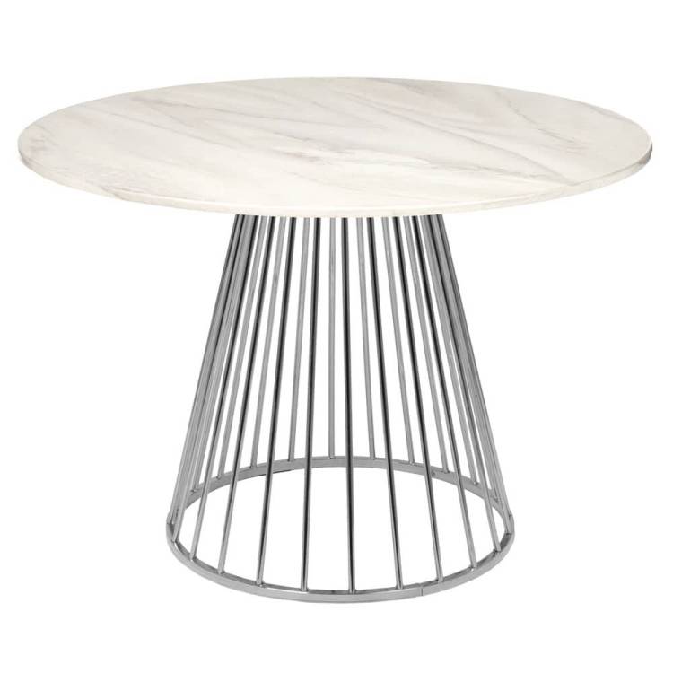 Стол Bradex Home Liverpool FR 0948 керамогранит белый мрамор с хромированными ножками 100x100x75