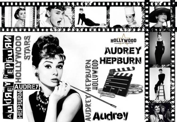 3D Фотообои Artegrafico «Одри Хепбёрн коллаж» ART-037 песок