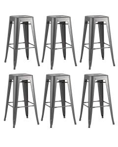 Набор из 6 барных стульев Stool Group Tolix YD-H765 YG-15 X6 серебристый матовый