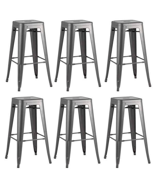 Набор из 6 барных стульев Stool Group Tolix YD-H765 YG-15 X6 серебристый матовый
