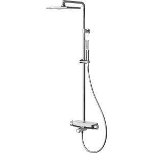 Душевая стойка Teska Mira DK3601C с термостатом и изливом, белое стекло