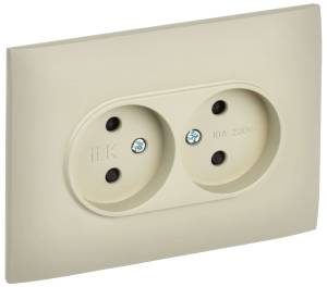 Розетка 2-местная с защитными шторками IEK Skandy SK-R23-10-K10-F бежевый
