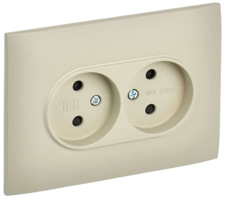 Розетка 2-местная с защитными шторками IEK Skandy SK-R23-10-K10-F бежевый
