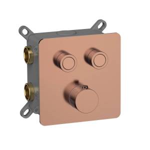 Термостатический смеситель AQUAme AQM8811BC с регулировкой напора, с внутренней частью, медь шлифованная