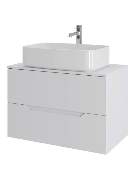 Тумба с раковиной Orange Line Li-80TuwMDF+B07-600W белая матовая, 80.5 см