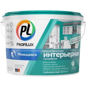 Краска для стен и потолков для влажных помещений латексная Profilux PL-13L глубокоматовая супербелая база 1 40 кг