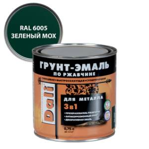 Грунт-эмаль по ржавчине 3 в 1 гладкая алкидная Dali RAL 6005 зеленый мох 0.75 л