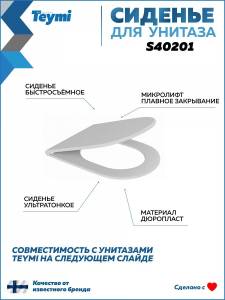 Сиденье для унитаза Teymi Solli S40201 быстросъемное, с микролифтом