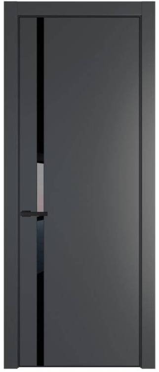 Межкомнатная дверь Profil Doors 21 PE полотно Графит, кромка алюминиевая с четырех сторон черная, стеклянная вставка черный лак 700x2000