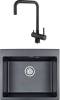 Комплект Paulmark Kante PM106052-BLM черный металлик + Смеситель Paulmark Wetter We213030-418 для кухонной мойки, черный металлик
