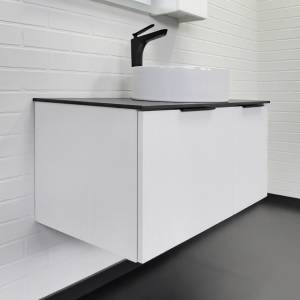 Тумба с раковиной Comforty Тосно-90 00-00020160CF ясень белёный с черной столешницей