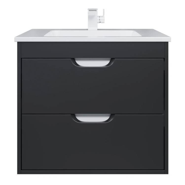 Тумба с раковиной Uperwood Modul подвесная, матовая, черная, 65 см