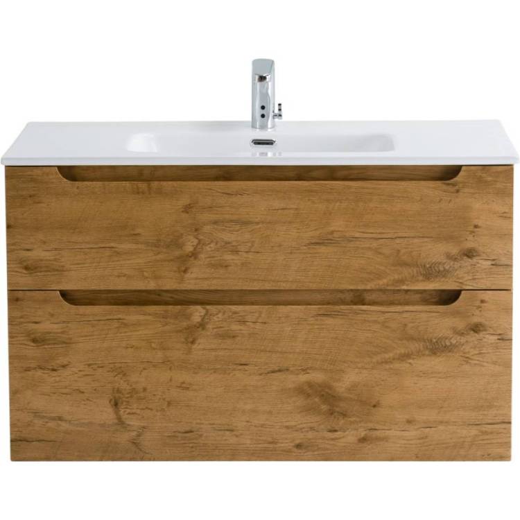 Тумба с раковиной Belbagno Etna H-60 ETNA-H60-1000-2C-SO-RN-P 100x45x60 Rovere Nature подвесная с двумя выкатными ящиками, с доводчиками