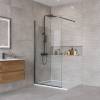Душевая перегородка BelBagno KRAFT-L-1-90-C-NERO стекло прозрачное, профиль черный, 90x195