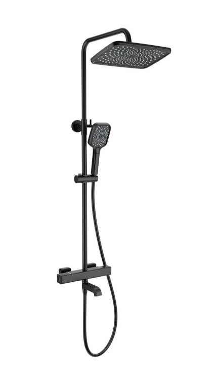 Душевая стойка Wonzon & Woghand WW-B3016-T1-MB с термостатом, черный