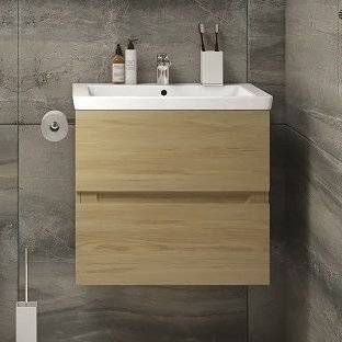 Тумба с раковиной Art&Max Techno подвесная, 70, дуб мадейра янтарь