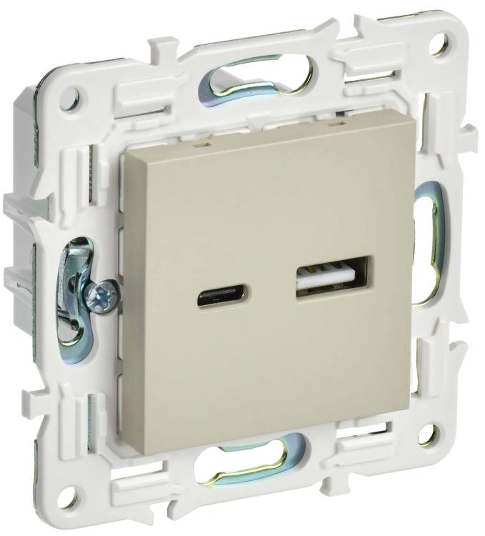 Розетка USB type A+C IEK Skandy SK-U22-018-K10 бежевый