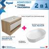 Тумба с раковиной Teymi Ritta подвесная, дуб, белый, 85 см, с раковиной Martta 50 фото 2
